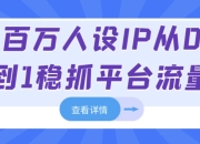 百万人设IP从0到1稳抓平台流量