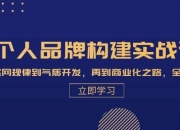 个人品牌构建实战课：从互联网规律到气质开发，再到商业化之路，全程解析