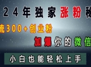 2024年独家涨粉秘籍，日引流300+创业粉，加爆你的微信好友，小白也能轻松上手