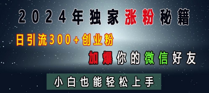 图片[1]-2024年独家涨粉秘籍，日引流300+创业粉，加爆你的微信好友，小白也能轻松上手-问小徐资源库